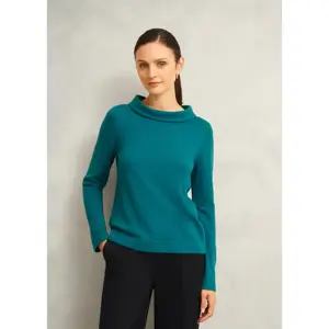Hobbs London Dark Green Audrey Cashmere Blend Roll Neck Jumper